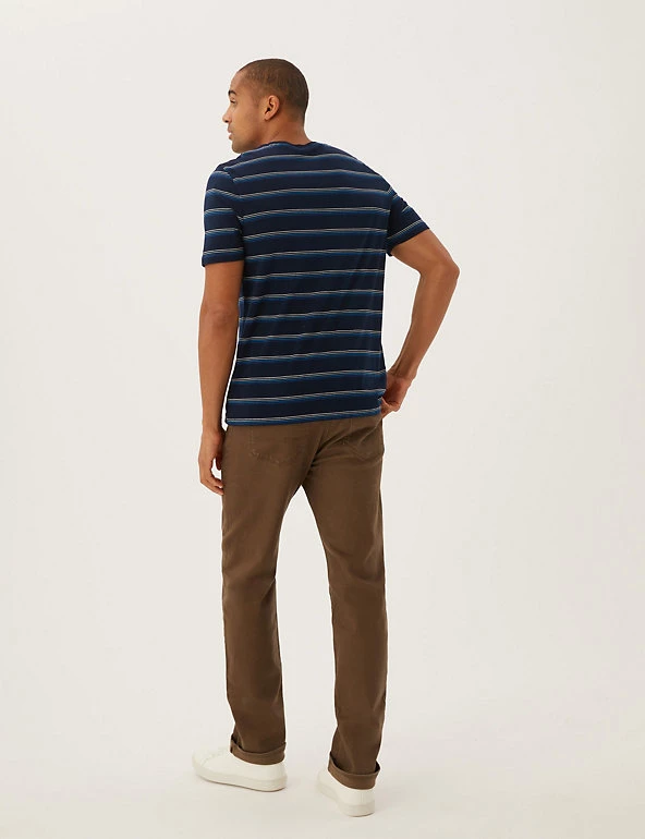 M&S Collection Men's T-shirts Pure Cotton Striped Crew Neck T-Shirt 9 M&S Collection Men's T-shirts Pure Cotton Striped Crew Neck T-Shirt - Image 9