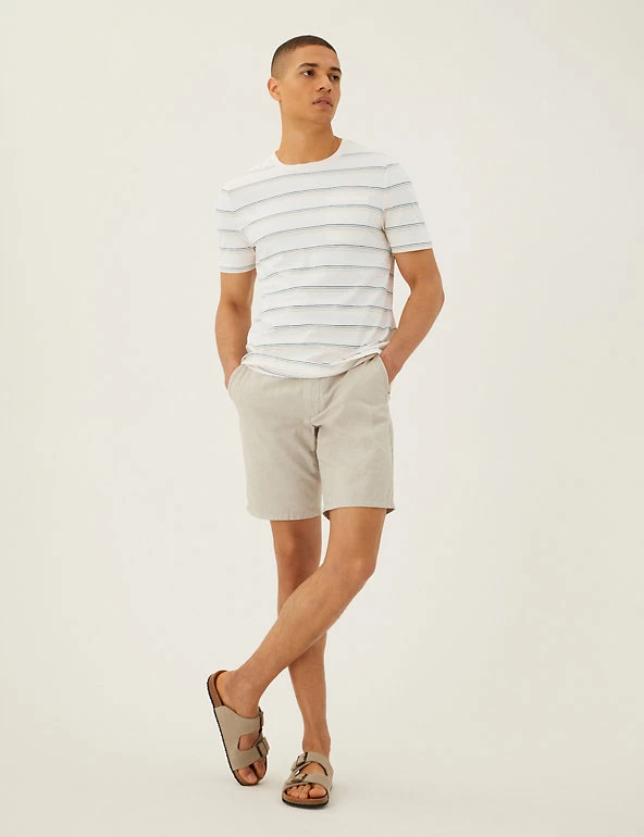 M&S Collection Men's T-shirts Pure Cotton Striped Crew Neck T-Shirt 3 M&S Collection Men's T-shirts Pure Cotton Striped Crew Neck T-Shirt - Image 3