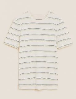 M&S Collection Men's T-shirts Pure Cotton Striped Crew Neck T-Shirt 10 M&S Collection Men's T-shirts Pure Cotton Striped Crew Neck T-Shirt -New In Mens Store SD 03 T28 2888M NZ X EC 90