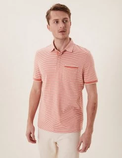 M&S Collection Men's Polo Shirts Pure Cotton Striped Polo Shirt -New In Mens Store SD 03 T28 3304M P0 X EC 2