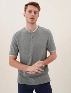 M&S Collection Men's Polo Shirts Pure Cotton Baseball Collar Polo -New In Mens Store SD 03 T28 3306M UT X EC 1