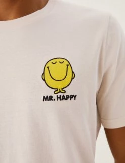 M&S Collection Men's Trousers Pure Cotton Mr. Men™ T-Shirt -New In Mens Store SD 03 T28 3315M NZ X EC 2