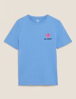 M&S Collection Men's T-shirts Pure Cotton Mr. Men™ T-Shirt -New In Mens Store SD 03 T28 3317M E0 X EC 90