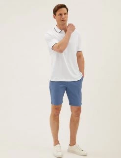 M&S Collection Men's Polo Shirts Pure Cotton Tipped Polo Shirt -New In Mens Store SD 03 T28 3326M Z0 X EC 0