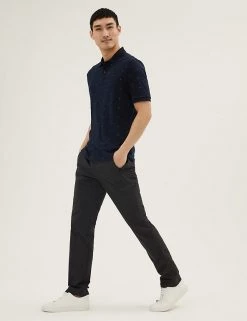 M&S Collection Men's Polo Shirts Pure Cotton Geometric Polo Shirt -New In Mens Store SD 03 T28 3336M F3 X EC 1