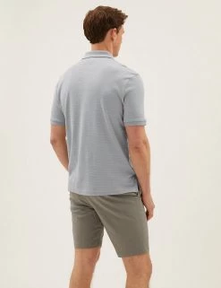 M&S Collection Men's Polo Shirts Pure Cotton Geometric Polo Shirt -New In Mens Store SD 03 T28 3339M T0 X EC 3