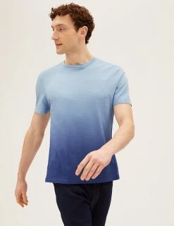 M&S Collection Men's T-shirts Pure Cotton Ombre T-Shirt -New In Mens Store SD 03 T28 4892M E0 X EC 0