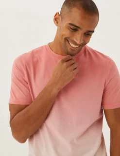 M&S Collection Men's T-shirts Pure Cotton Ombre T-Shirt