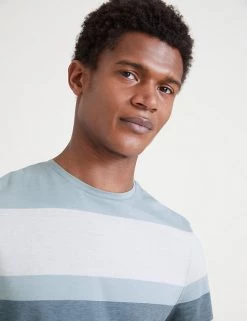 Autograph Men's T-shirts Slim Fit Premium Cotton Striped T-Shirt 7 Autograph Men's T-shirts Slim Fit Premium Cotton Striped T-Shirt -New In Mens Store SD 03 T28 4962A W2 X EC 1