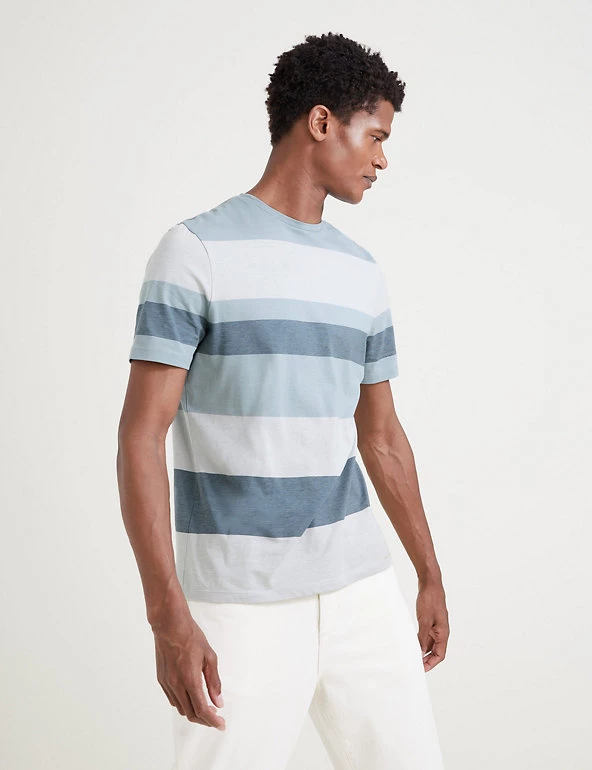 Autograph Men's T-shirts Slim Fit Premium Cotton Striped T-Shirt 4 Autograph Men's T-shirts Slim Fit Premium Cotton Striped T-Shirt - Image 4