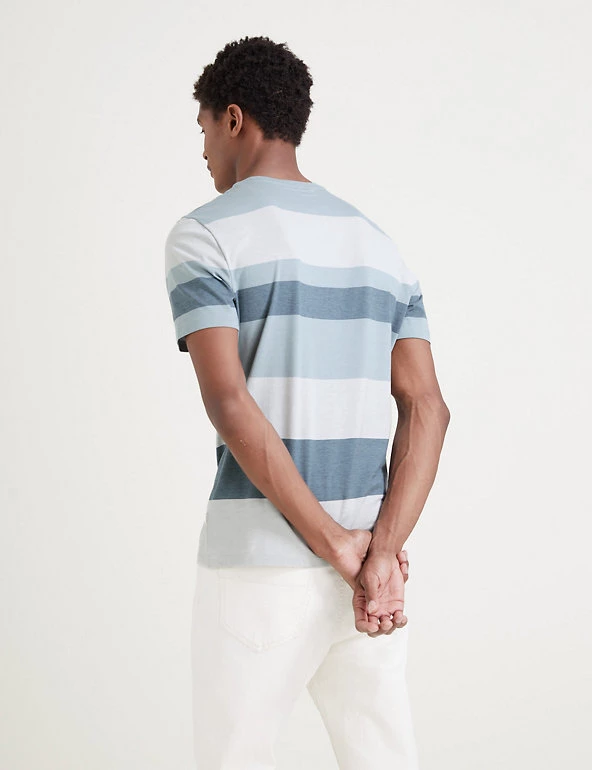 Autograph Men's T-shirts Slim Fit Premium Cotton Striped T-Shirt 5 Autograph Men's T-shirts Slim Fit Premium Cotton Striped T-Shirt - Image 5