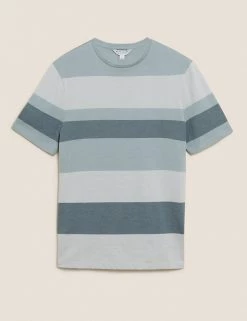 Autograph Men's T-shirts Slim Fit Premium Cotton Striped T-Shirt 6 Autograph Men's T-shirts Slim Fit Premium Cotton Striped T-Shirt -New In Mens Store SD 03 T28 4962A W2 X EC 90