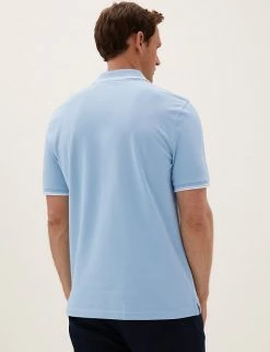 M&S Collection Men's Polo Shirts Pure Cotton Tipped Pique Polo Shirt -New In Mens Store SD 03 T28 5041M E1 X EC 2