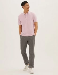 M&S Collection Men's Polo Shirts Pure Cotton Tipped Pique Polo Shirt -New In Mens Store SD 03 T28 5041M QA X EC 0