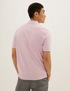 M&S Collection Men's Polo Shirts Pure Cotton Tipped Pique Polo Shirt -New In Mens Store SD 03 T28 5041M QA X EC 2