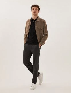 M&S Collection Men's Polo Shirts Pure Cotton Tipped Pique Polo Shirt -New In Mens Store SD 03 T28 5041M Y0 X EC 1