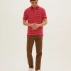 M&S Collection Men's Polo Shirts Pure Cotton Striped Pique Polo Shirt