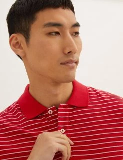 M&S Collection Men's Polo Shirts Pure Cotton Striped Pique Polo Shirt -New In Mens Store SD 03 T28 5043M B0 X EC 1