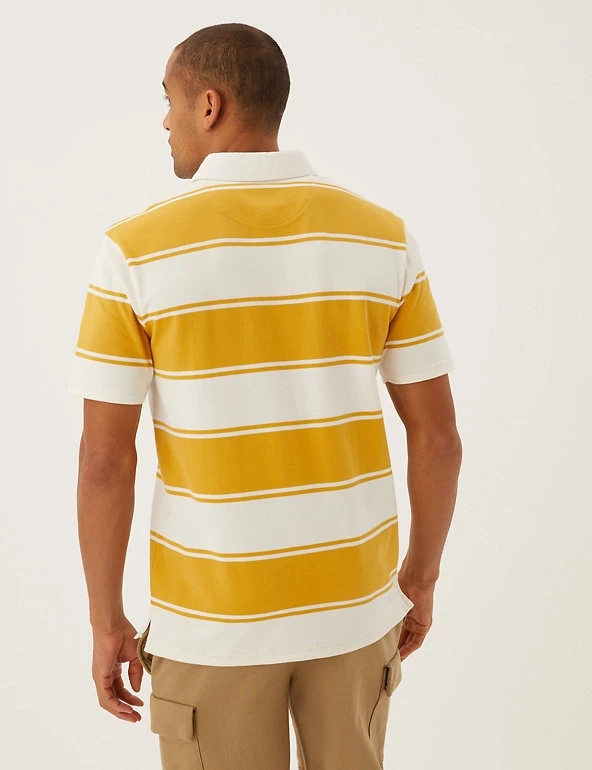 M&S Collection Men's Rugby Shirts Pure Cotton Striped Rugby Shirt 5 M&S Collection Men's Rugby Shirts Pure Cotton Striped Rugby Shirt - Image 5