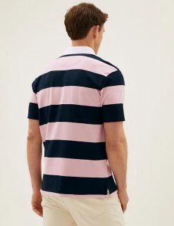 M&S Collection Men's Polo Shirts Pure Cotton Striped Rugby Shirt -New In Mens Store SD 03 T28 5601M A0 X EC 2