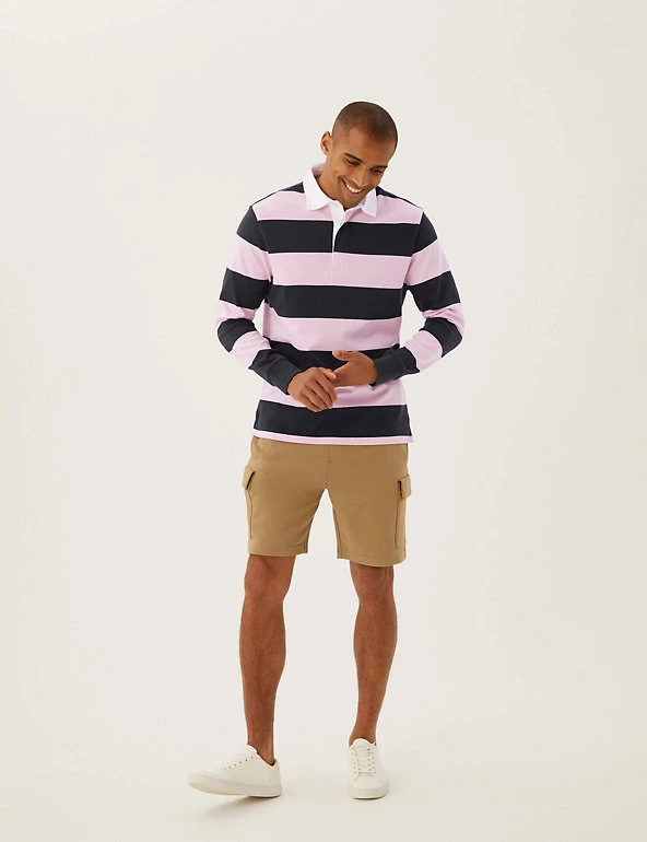 M&S Collection Men's Rugby Shirts Pure Cotton Striped Rugby Shirt 1 M&S Collection Men's Rugby Shirts Pure Cotton Striped Rugby Shirt