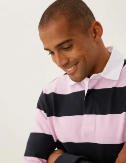 M&S Collection Men's Rugby Shirts Pure Cotton Striped Rugby Shirt 6 M&S Collection Men's Rugby Shirts Pure Cotton Striped Rugby Shirt -New In Mens Store SD 03 T28 5603M A0 X EC 1
