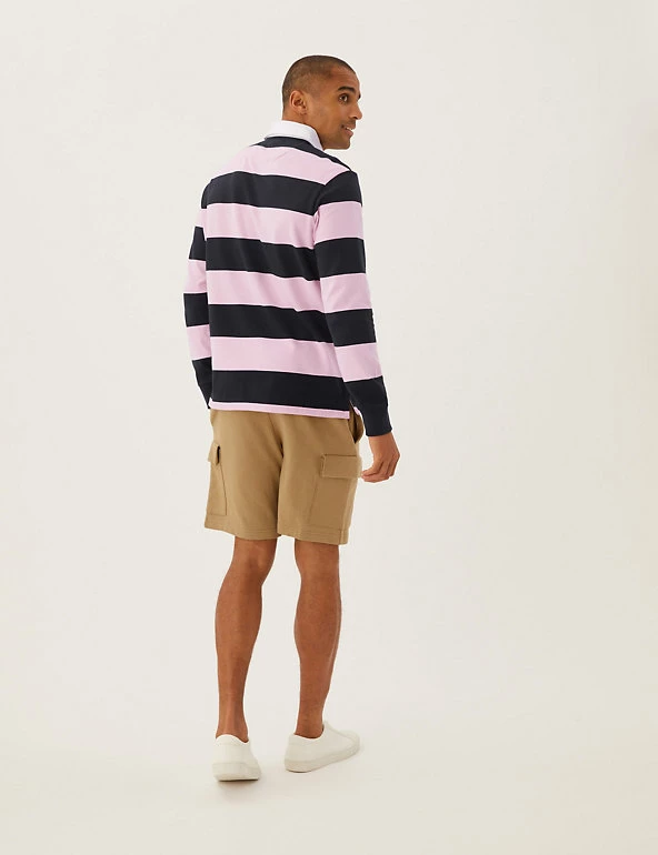 M&S Collection Men's Rugby Shirts Pure Cotton Striped Rugby Shirt 4 M&S Collection Men's Rugby Shirts Pure Cotton Striped Rugby Shirt - Image 4