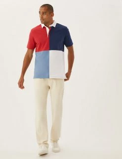 M&S Collection Men's Rugby Shirts Pure Cotton Colour Block Rugby Shirt 7 M&S Collection Men's Rugby Shirts Pure Cotton Colour Block Rugby Shirt -New In Mens Store SD 03 T28 5650M B0 X EC 1