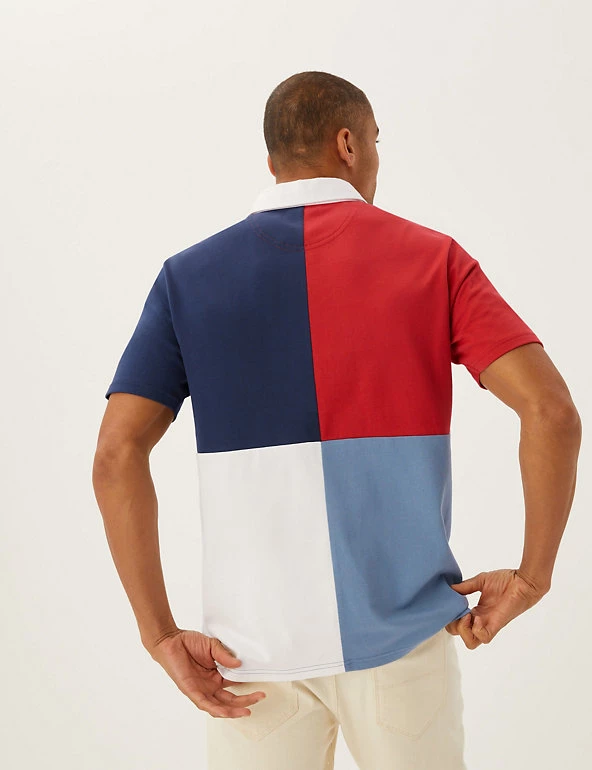M&S Collection Men's Rugby Shirts Pure Cotton Colour Block Rugby Shirt 5 M&S Collection Men's Rugby Shirts Pure Cotton Colour Block Rugby Shirt - Image 5