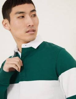 M&S Collection Men's Rugby Shirts Pure Cotton Long Sleeve Rugby Shirt -New In Mens Store SD 03 T28 5662M J3 X EC 1