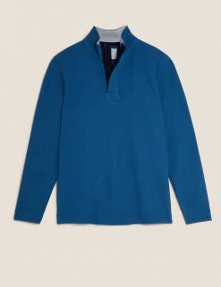 M&S Collection Men's Rugby Shirts Pure Cotton Half Zip Rugby Shirt -New In Mens Store SD 03 T28 5681M H3 X EC 90