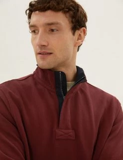 M&S Collection Men's Rugby Shirts Pure Cotton Half Zip Rugby Shirt -New In Mens Store SD 03 T28 5681M XM X EC 0