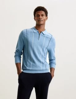 Autograph Men's Knitted Polo Shirts Striped Zip Neck Knitted Polo Shirt -New In Mens Store SD 03 T30 1063A E4 X EC 0