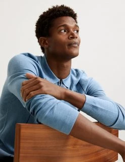 Autograph Men's Knitted Polo Shirts Striped Zip Neck Knitted Polo Shirt -New In Mens Store SD 03 T30 1063A E4 X EC 1