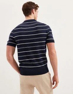 Autograph Men's Knitted Polo Shirts Silk Cotton Striped Knitted Polo Shirt -New In Mens Store SD 03 T30 1065A F4 X EC 2