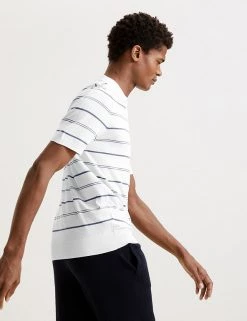 Autograph Men's Knitted Polo Shirts Silk Cotton Striped Knitted Polo Shirt