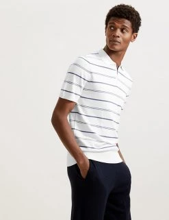 Autograph Men's Knitted Polo Shirts Silk Cotton Striped Knitted Polo Shirt -New In Mens Store SD 03 T30 1065A NB X EC 1