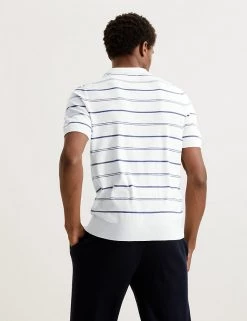 Autograph Men's Knitted Polo Shirts Silk Cotton Striped Knitted Polo Shirt -New In Mens Store SD 03 T30 1065A NB X EC 3