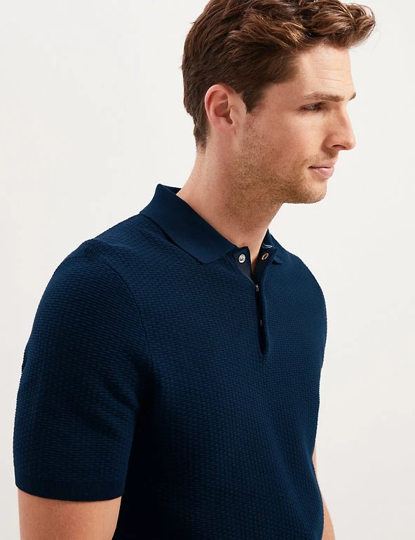 Autograph Men's Knitted Polo Shirts Cotton Rich Textured Knitted Polo 6 Autograph Men's Knitted Polo Shirts Cotton Rich Textured Knitted Polo - Image 6