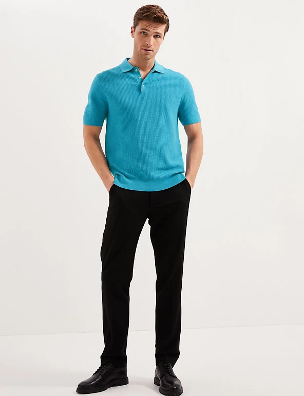 Autograph Men's Knitted Polo Shirts Cotton Rich Textured Knitted Polo 1 Autograph Men's Knitted Polo Shirts Cotton Rich Textured Knitted Polo