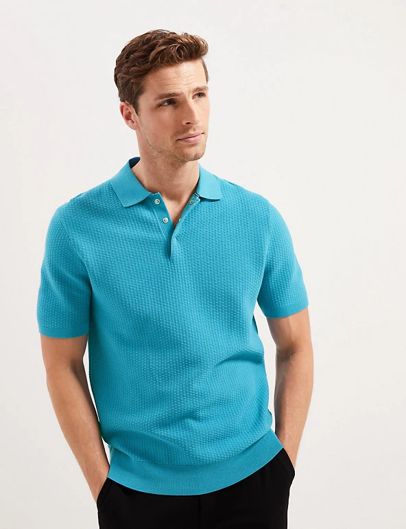 Autograph Men's Knitted Polo Shirts Cotton Rich Textured Knitted Polo 3 Autograph Men's Knitted Polo Shirts Cotton Rich Textured Knitted Polo - Image 3