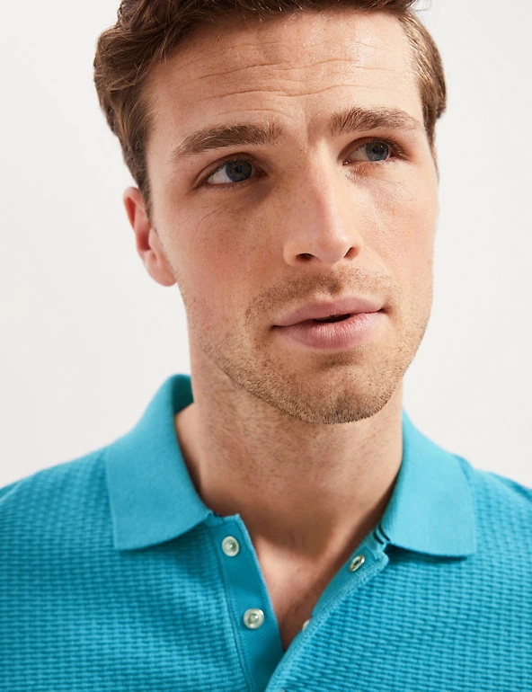 Autograph Men's Knitted Polo Shirts Cotton Rich Textured Knitted Polo 4 Autograph Men's Knitted Polo Shirts Cotton Rich Textured Knitted Polo - Image 4