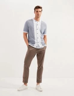 Autograph Men's Knitted Polo Shirts Cotton Rich Textured Knitted Polo Shirt