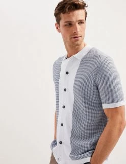 Autograph Men's Knitted Polo Shirts Cotton Rich Textured Knitted Polo Shirt -New In Mens Store SD 03 T30 1074A T4 X EC 1