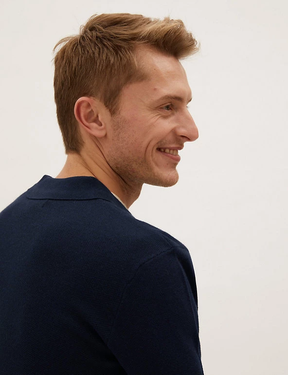 M&S Collection Men's Knitted Polo Shirts Cotton Blend Knitted Polo Shirt 7 M&S Collection Men's Knitted Polo Shirts Cotton Blend Knitted Polo Shirt - Image 7