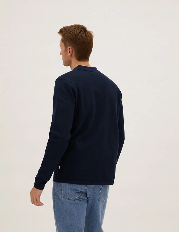 M&S Collection Men's Knitted Polo Shirts Cotton Blend Knitted Polo Shirt 8 M&S Collection Men's Knitted Polo Shirts Cotton Blend Knitted Polo Shirt - Image 8