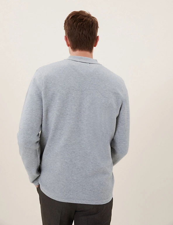 M&S Collection Men's Knitted Polo Shirts Cotton Blend Knitted Polo Shirt 4 M&S Collection Men's Knitted Polo Shirts Cotton Blend Knitted Polo Shirt - Image 4