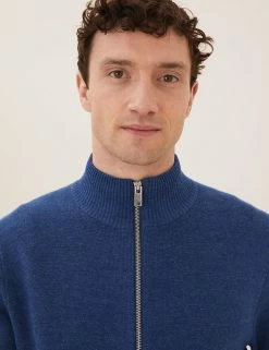 M&S Collection Men's Cardigans Cotton Blend Ribbed Zip Up Knitted Jacket 12 M&S Collection Men's Cardigans Cotton Blend Ribbed Zip Up Knitted Jacket -New In Mens Store SD 03 T30 2070M HP X EC 1