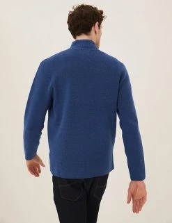 M&S Collection Men's Cardigans Cotton Blend Ribbed Zip Up Knitted Jacket 13 M&S Collection Men's Cardigans Cotton Blend Ribbed Zip Up Knitted Jacket -New In Mens Store SD 03 T30 2070M HP X EC 2