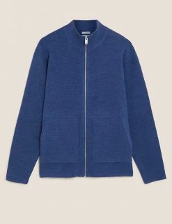 M&S Collection Men's Cardigans Cotton Blend Ribbed Zip Up Knitted Jacket 11 M&S Collection Men's Cardigans Cotton Blend Ribbed Zip Up Knitted Jacket -New In Mens Store SD 03 T30 2070M HP X EC 90